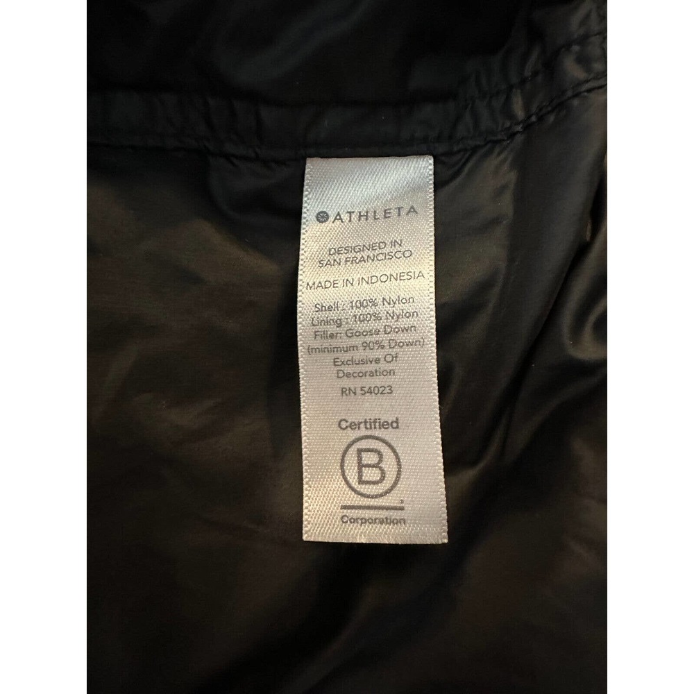Athleta Lofty Down Coat Goose Down Black Puffer Hooded Puffy Long Coat Medium - Picture 9 of 16